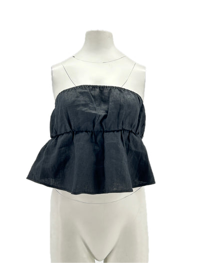 Top en lin noir