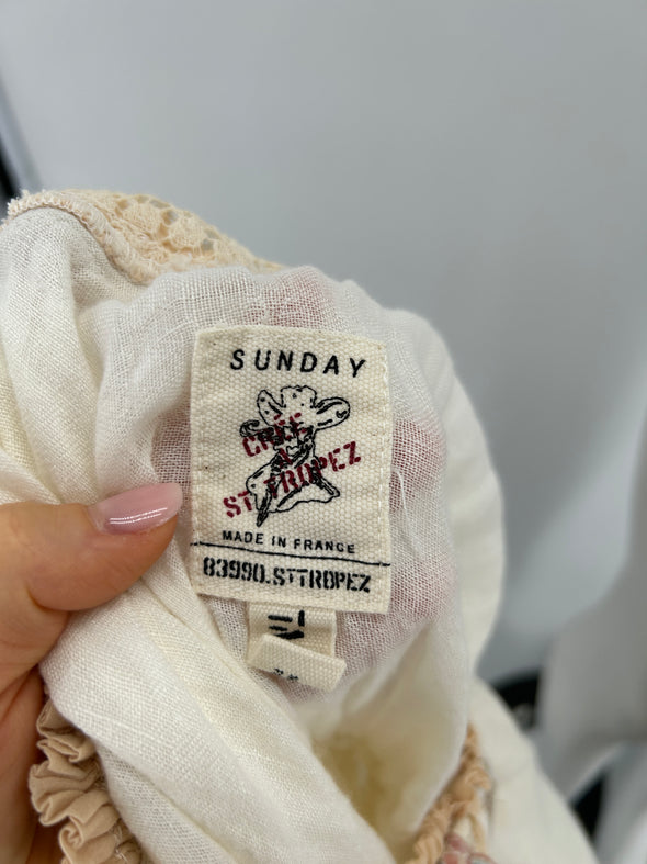 Bustier à volants blanc cassé