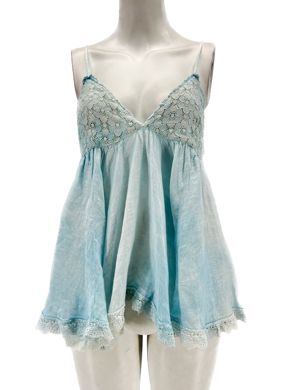 Débardeur en lin bleu ciel