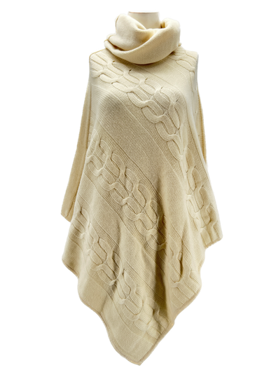 Poncho tressé crème