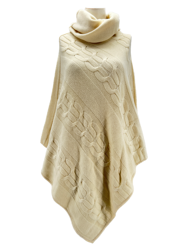 Poncho tressé crème