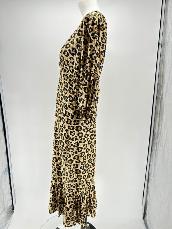 Robe col V imprimé léopard