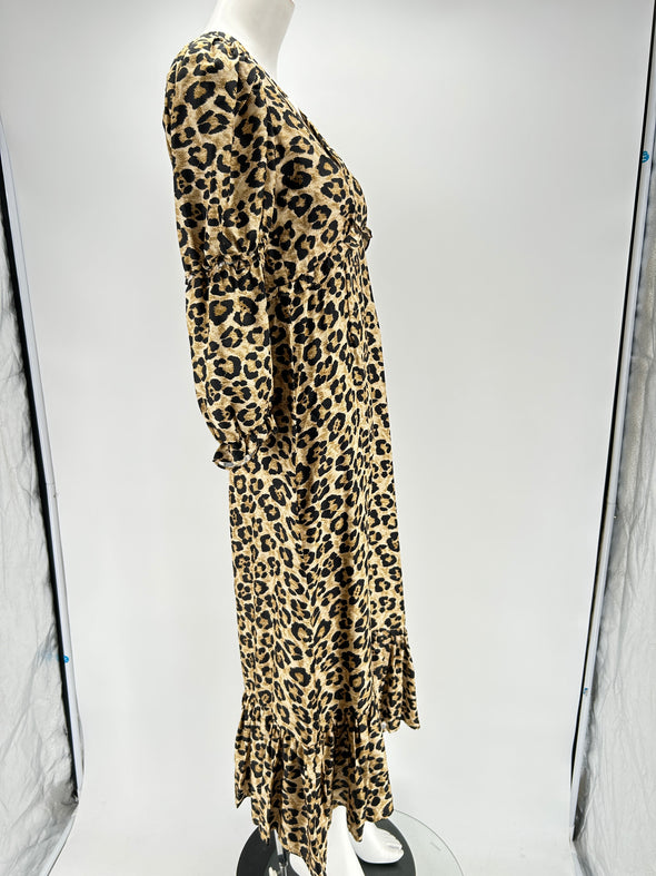 Robe col V imprimé léopard