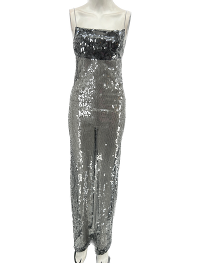 Robe à paillettes grises "Mercury"