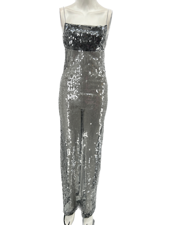 Robe à paillettes grises "Mercury"