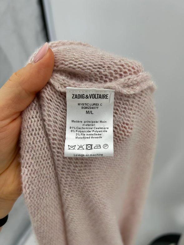 Gilet rose clair avec lurex argenté