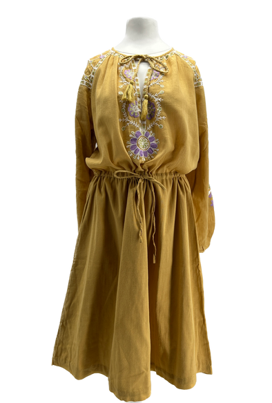 Robe camel brodée "Danah"