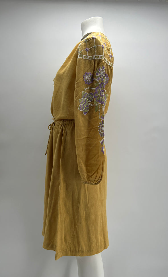 Robe camel brodée "Danah"