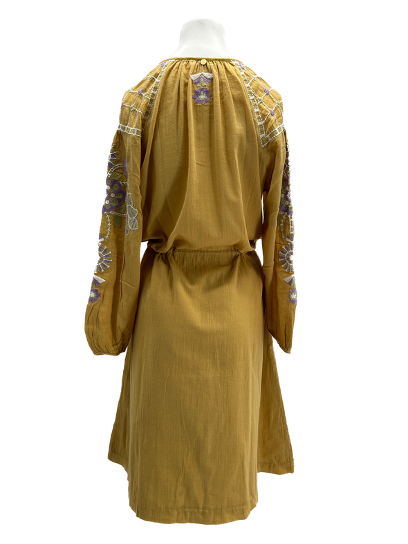 Robe camel brodée "Danah"