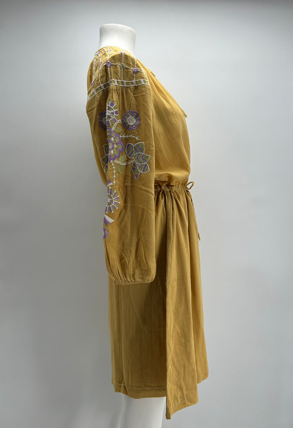 Robe camel brodée "Danah"