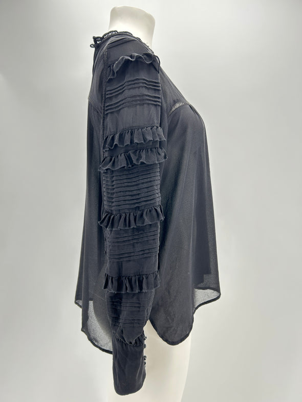 Blouse en soie noire