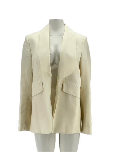 Blazer écru en laine mélangée