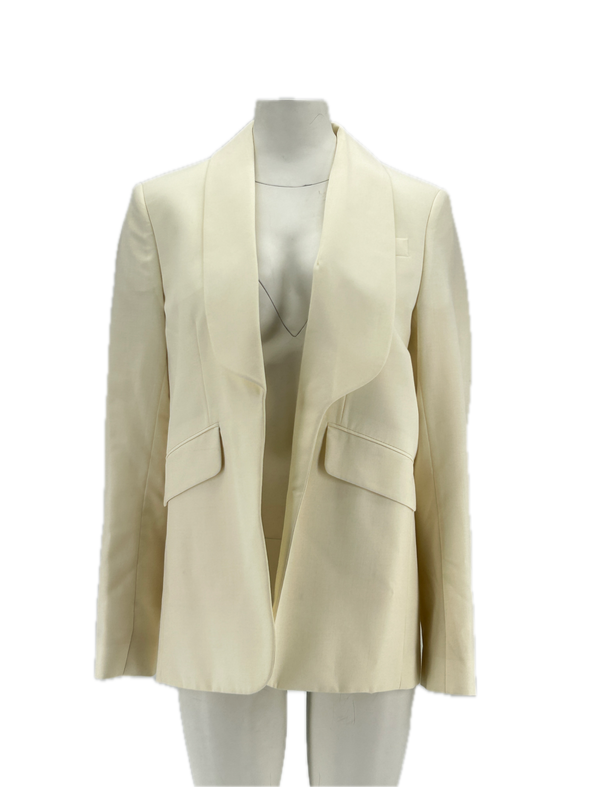 Blazer écru en laine mélangée
