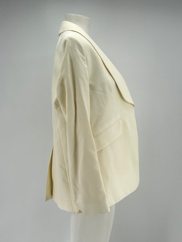 Blazer écru en laine mélangée