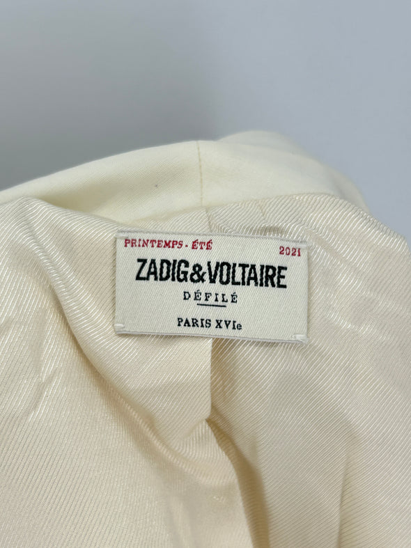 Blazer écru en laine mélangée