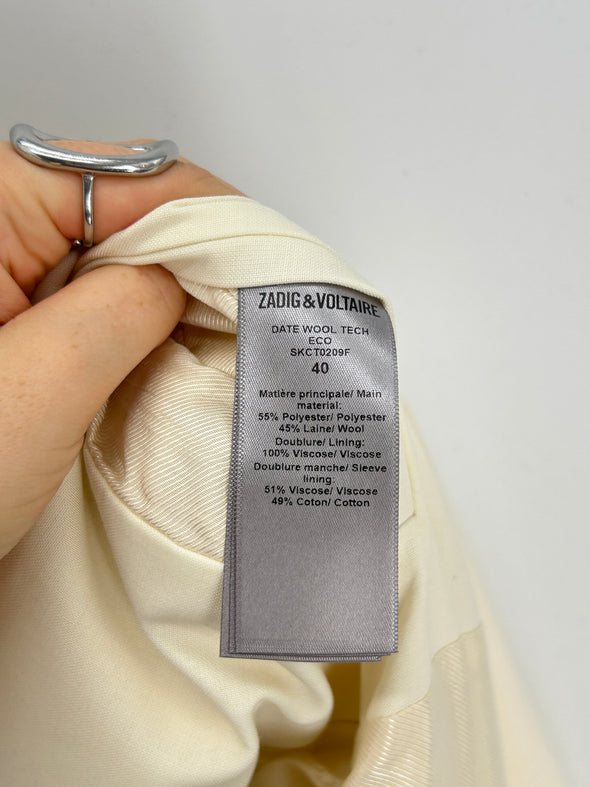 Blazer écru en laine mélangée