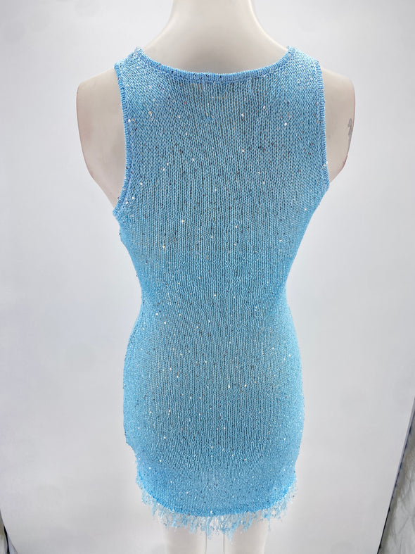 Robe bleue à paillettes