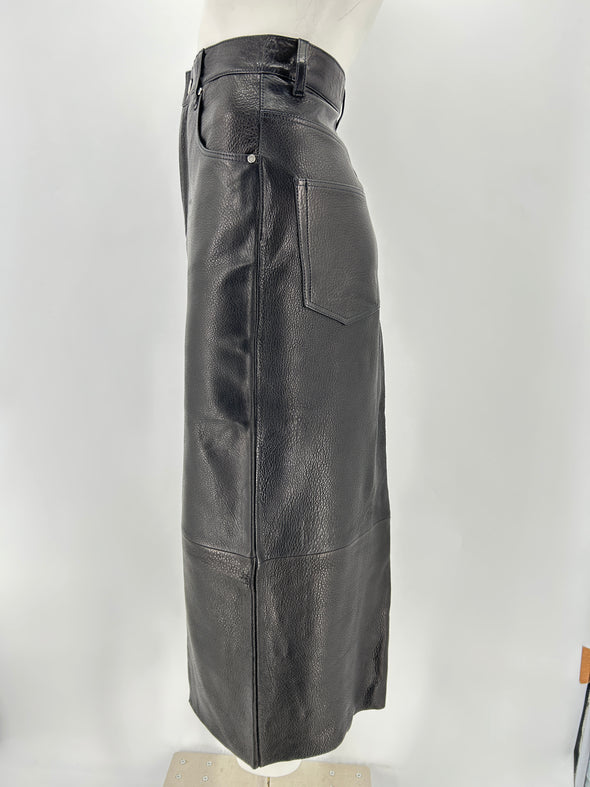 Jupe en cuir grainé