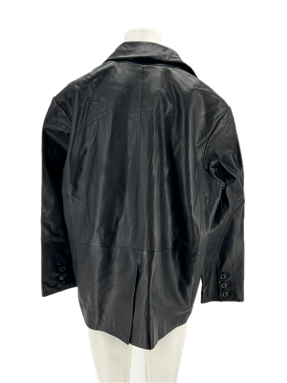 Blazer en cuir noir