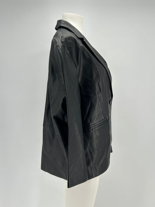 Blazer en cuir noir