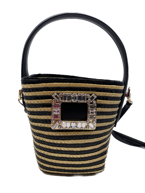 Sac seau "Viv' Skate Bucle Strass" en raphia