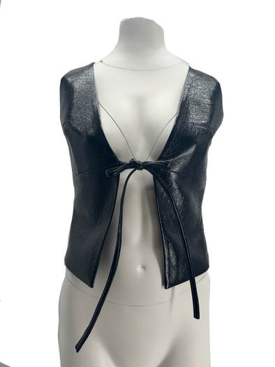 Gilet noir en cuir vegan