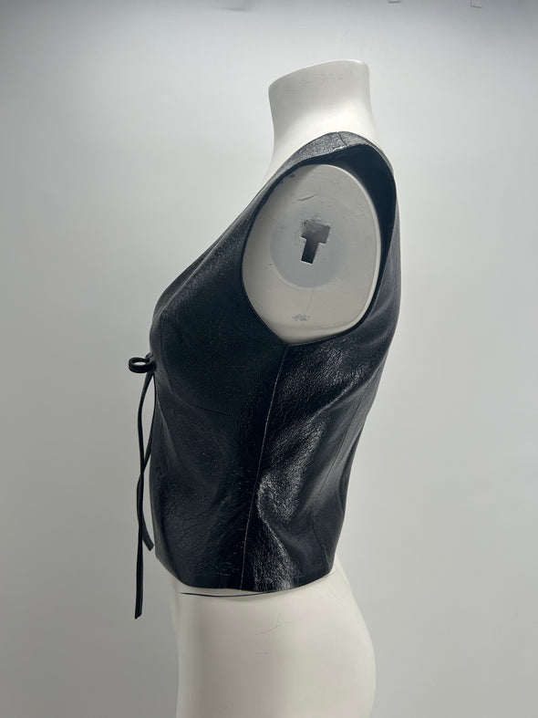 Gilet noir en cuir vegan