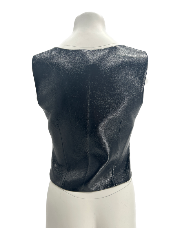 Gilet noir en cuir vegan
