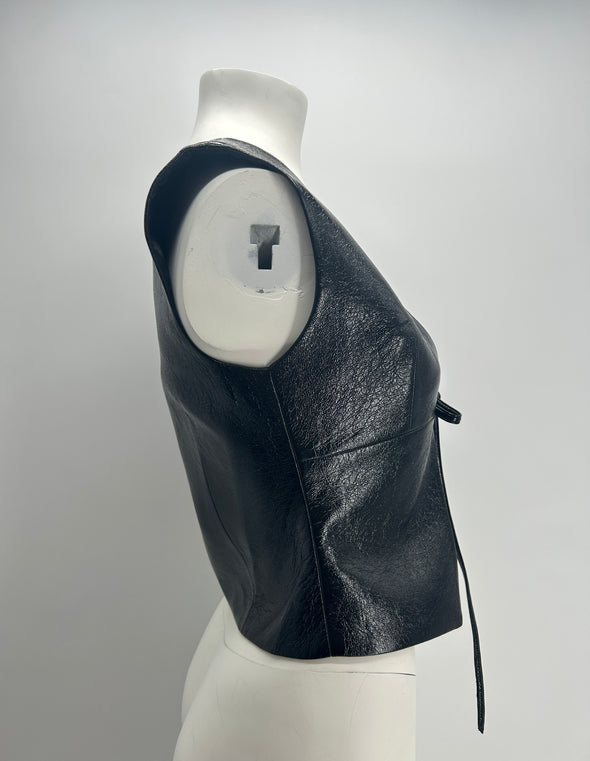 Gilet noir en cuir vegan