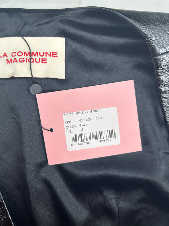 Gilet noir en cuir vegan