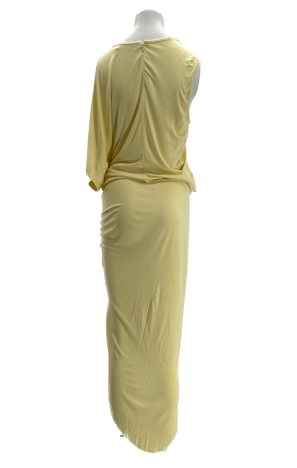 Robe longue jaune drapée "Monstera"