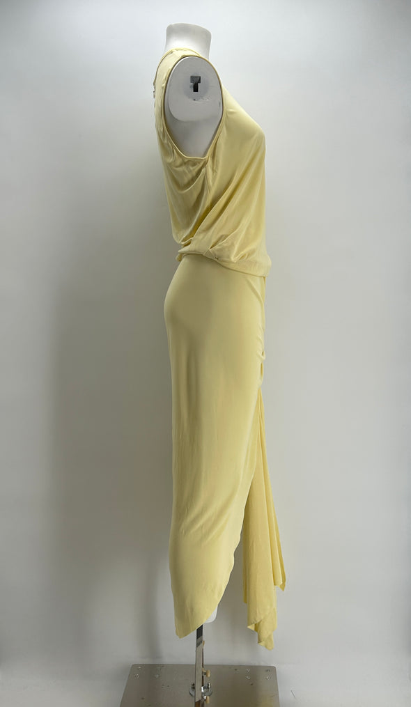 Robe longue jaune drapée "Monstera"