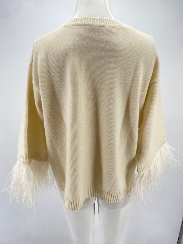 Pull beige à franges