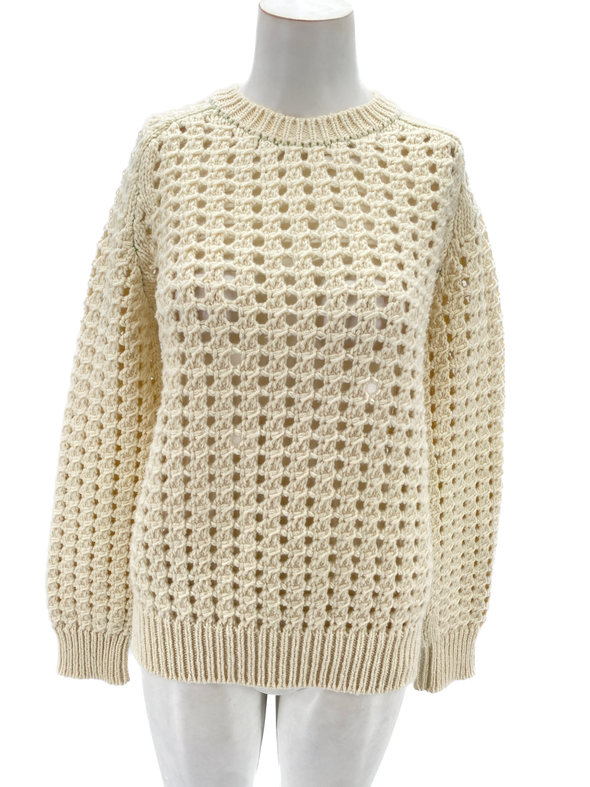 Pull blanc en crochet