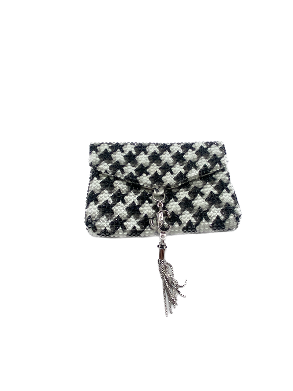 Pochette à strass pied de poule