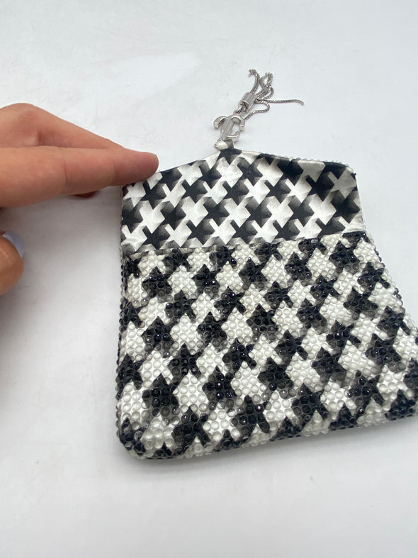 Pochette à strass pied de poule