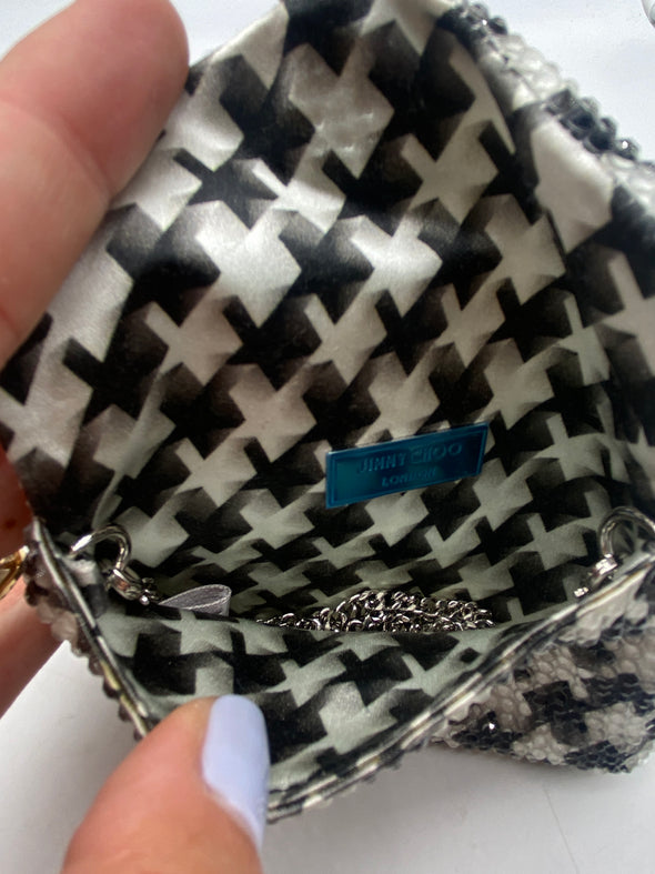 Pochette à strass pied de poule