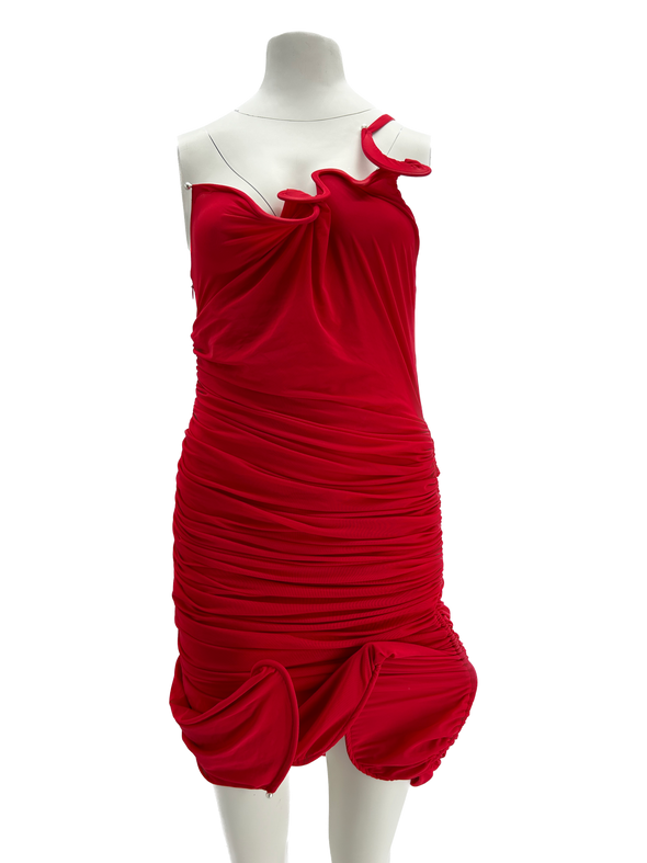 Robe rouge asymétrique "Venus Looped Cami"