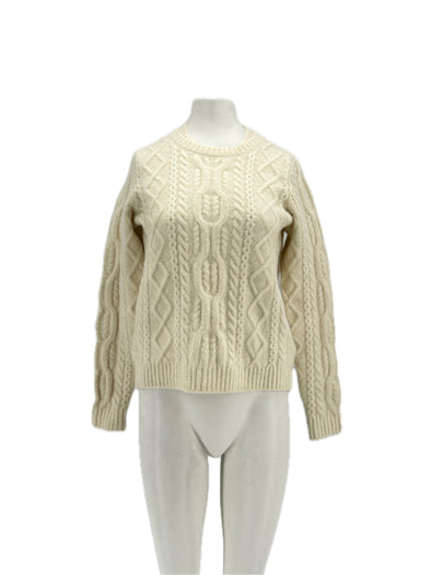 Pull écru en laine mélangée
