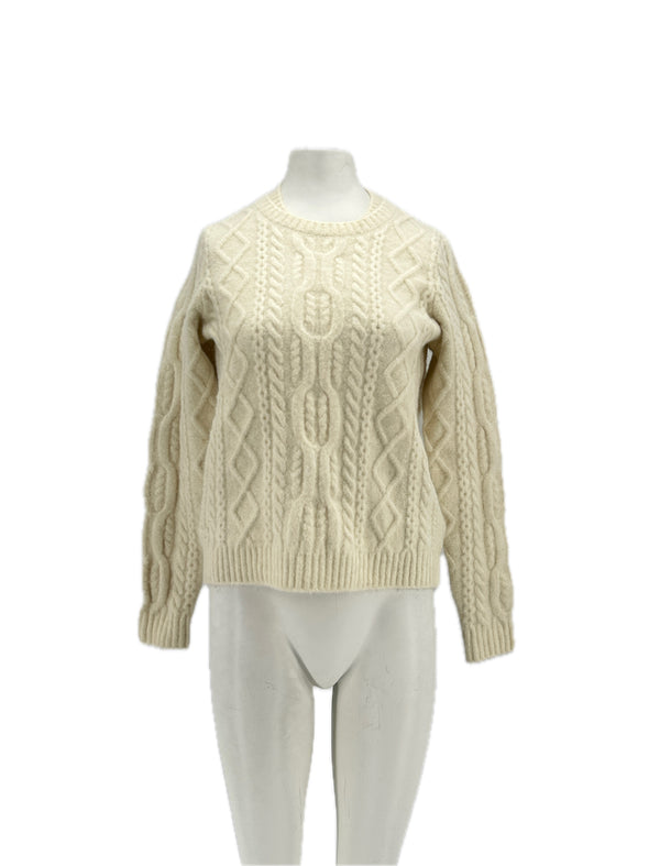 Pull écru en laine mélangée