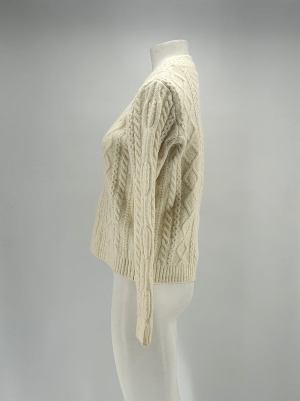 Pull écru en laine mélangée