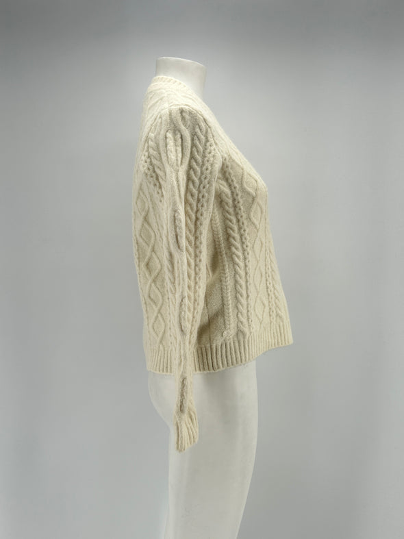 Pull écru en laine mélangée