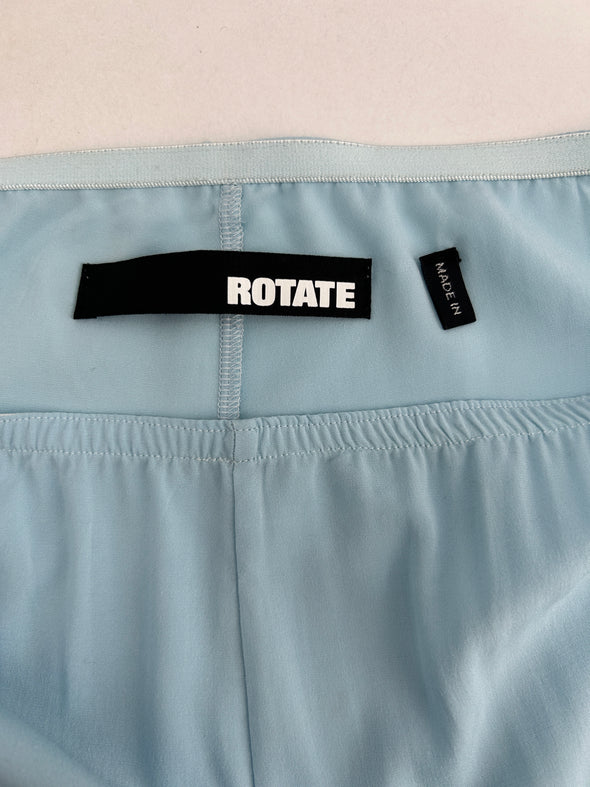 Pantalon évasé bleu en dentelle