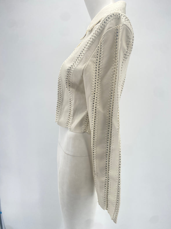 Veste blanche en cuir