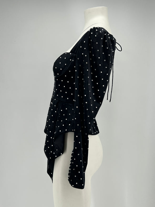 Top en velours et strass