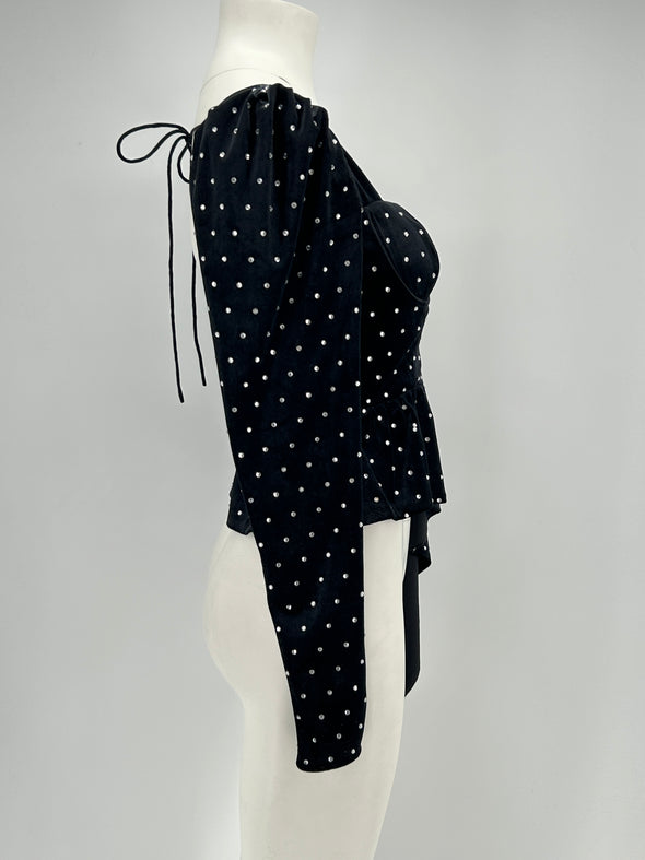 Top en velours et strass