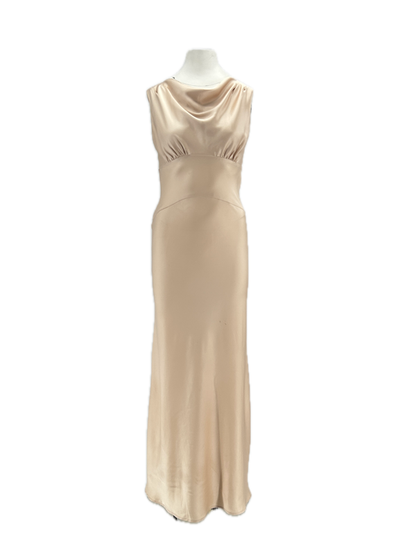 Robe satinée beige