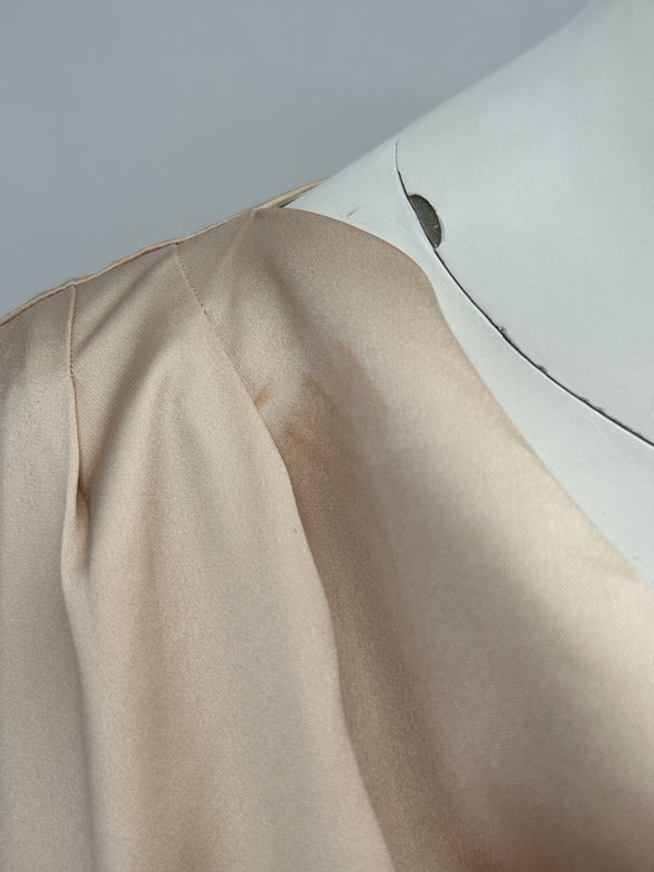 Robe satinée beige
