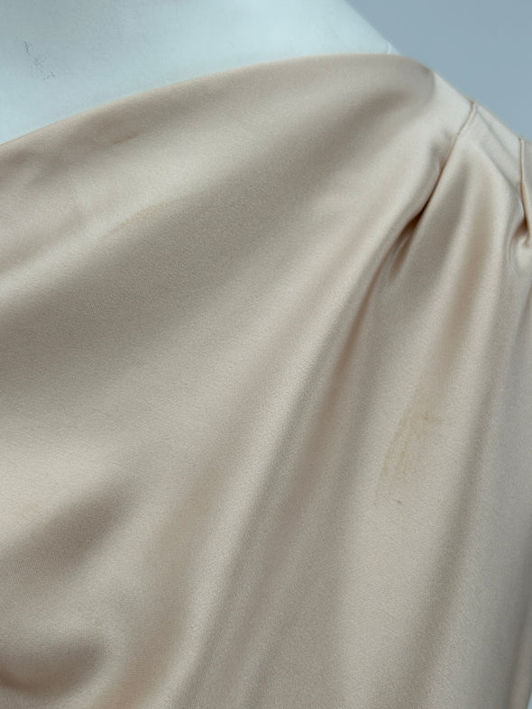 Robe satinée beige