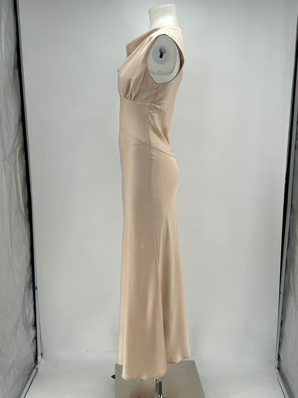 Robe satinée beige